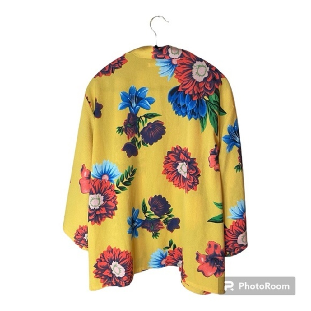 Anthropologie Do Everything In Love Yellow Floral Vibrant Cardigan Beach Kimono - Picture 4 of 8